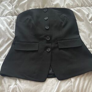 Kenneth Cole Black Button-Up Strapless Top